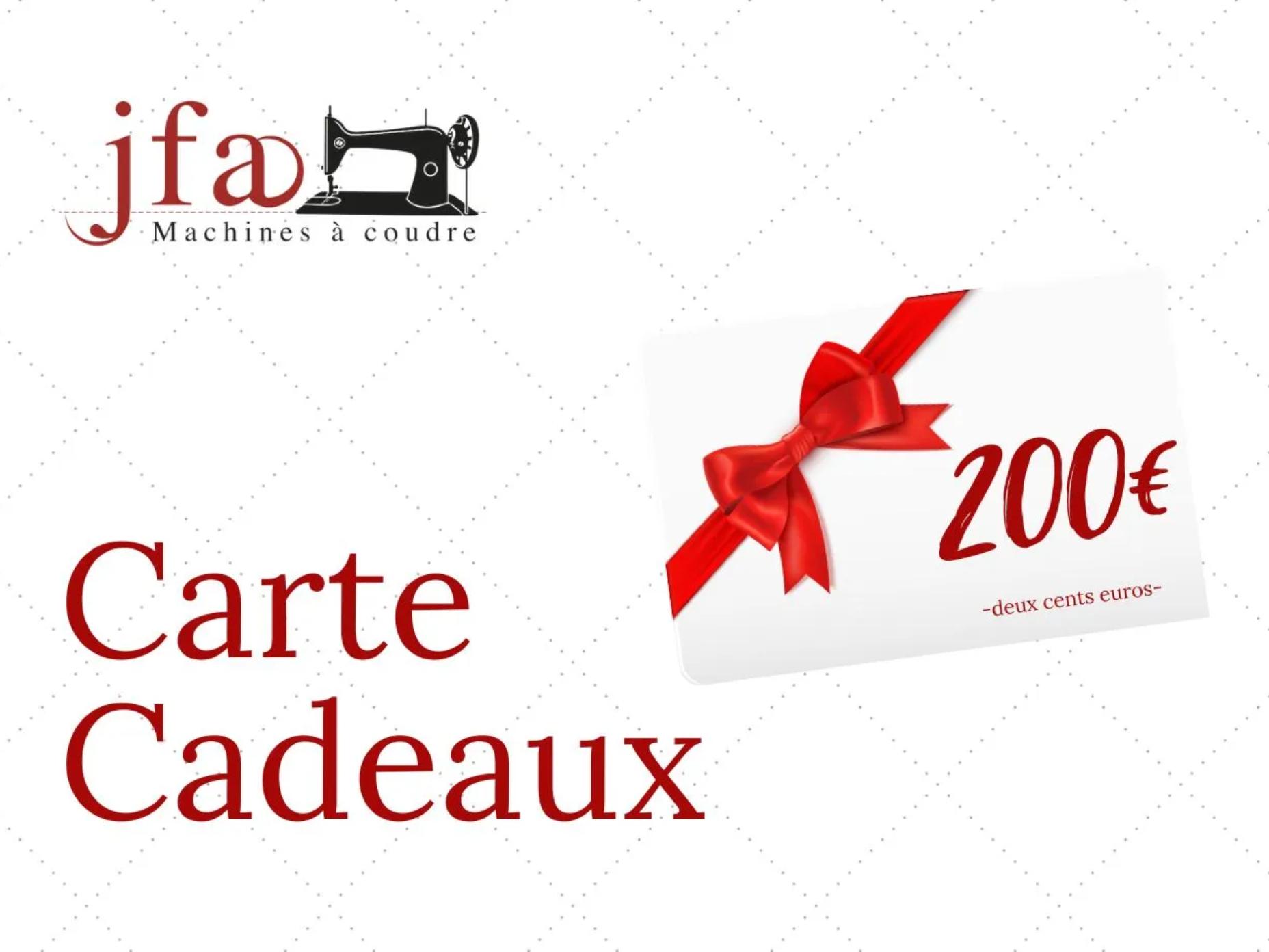 Carte Cadeau JFA Machines à Coudre - 200€